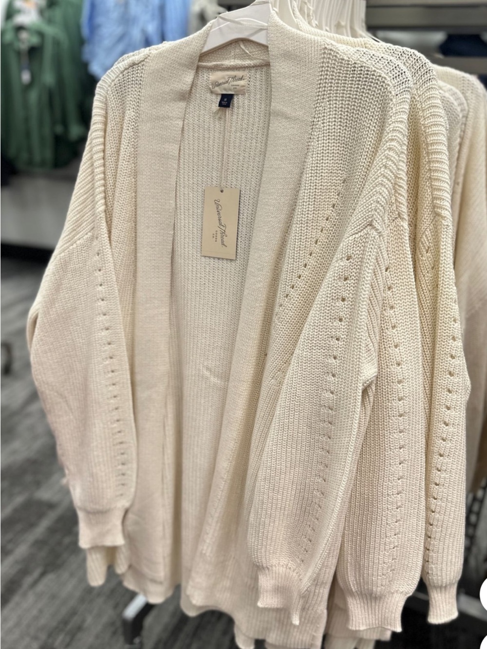 Universal Thread Cream Open-Front Knit Cardigan
